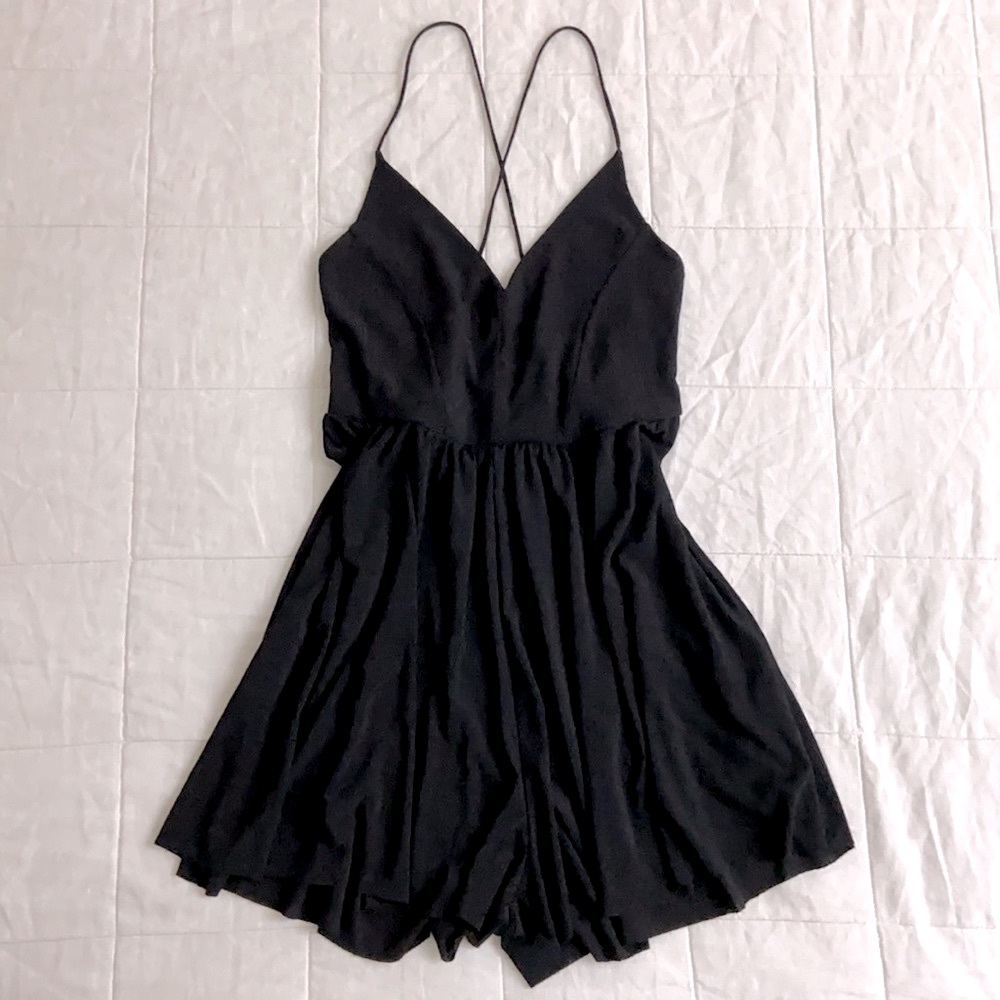 Zara Cross Back Strap Romper Black